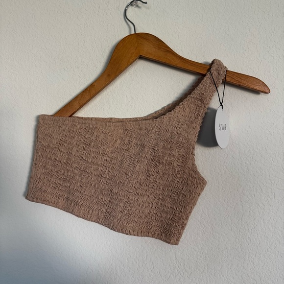 SWF Boutique Asymmetrical Crop Top, Recharge, Women’s Size Small NEW - Picture 2 of 6